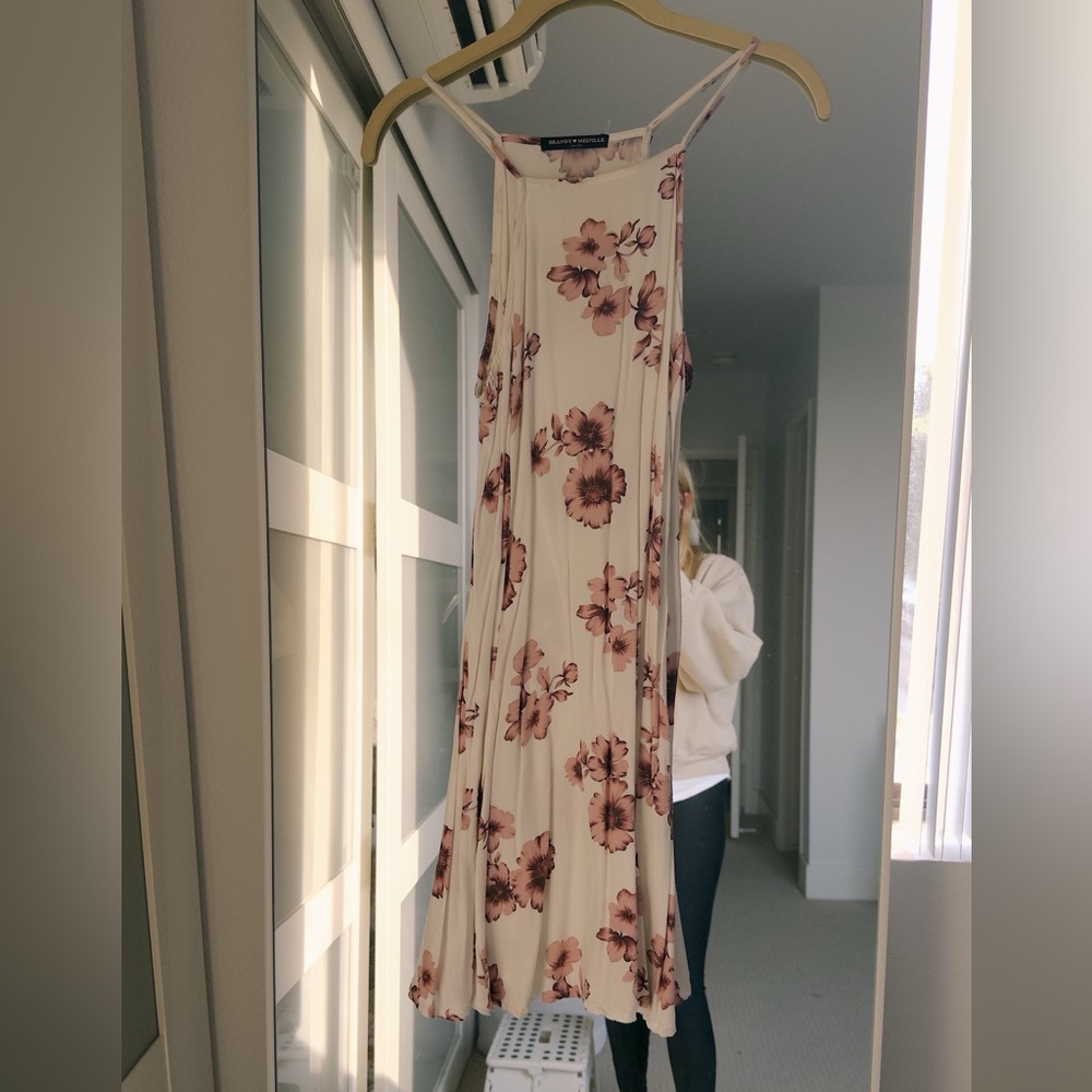 Brandy Melville Floral Mini Dress | One Size | White/Pink